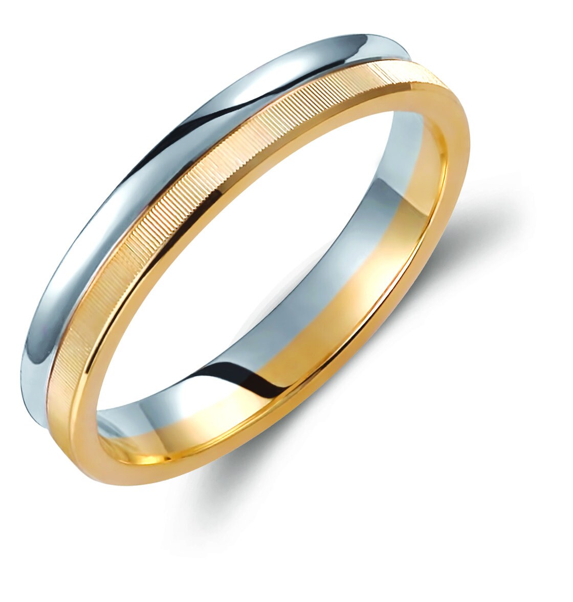 Two-tone Wedding Band, 3.5mm Wedding Bands Set, Matching Rings, Engrave Band Ring, Wedding Ring Set, His and Hers Rings