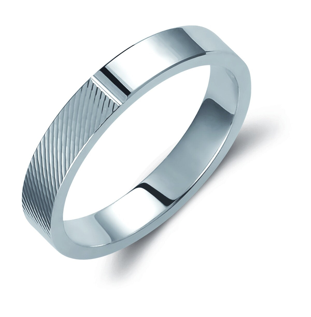 Ribbed Wedding Band Set, 3.5mm Wedding Bands Set, Matching Rings, Engrave Band Ring, His and Hers Matching Wedding Bands