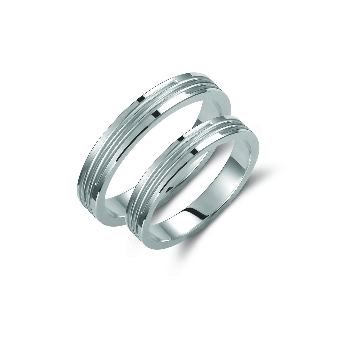 Glossy Wedding Band Set, 3.5mm Wedding Bands Set, Matching Rings, Engrave Band Ring, His and Hers Matching Wedding Bands