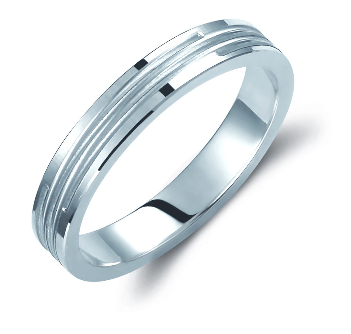 Glossy Wedding Band Set, 3.5mm Wedding Bands Set, Matching Rings, Engrave Band Ring, His and Hers Matching Wedding Bands