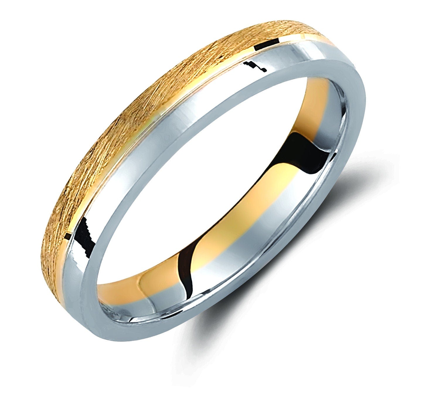 Two-tone Wedding Band, 3.5mm Wedding Bands Set, Matching Rings, Engrave Band Ring, Wedding Ring Set, His and Hers Rings