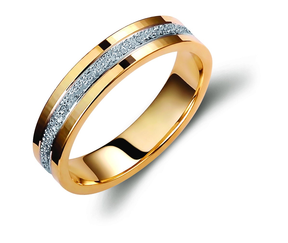 Two-tone Wedding Band, 4,5mm Wedding Bands Set, Matching Rings, Engrave Band Ring, Wedding Ring Set, His and Hers Rings