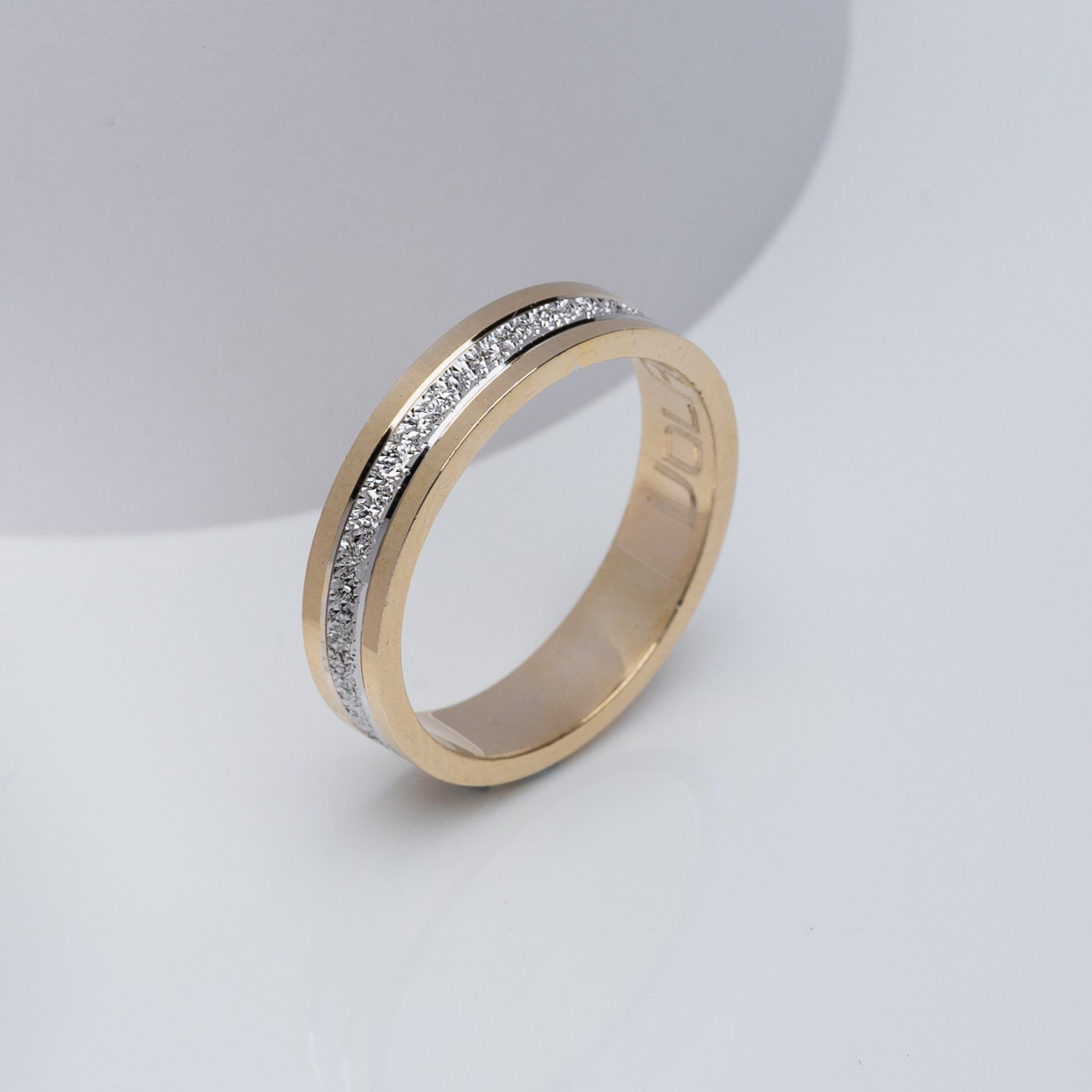 Two-tone Wedding Band, 4,5mm Wedding Bands Set, Matching Rings, Engrave Band Ring, Wedding Ring Set, His and Hers Rings